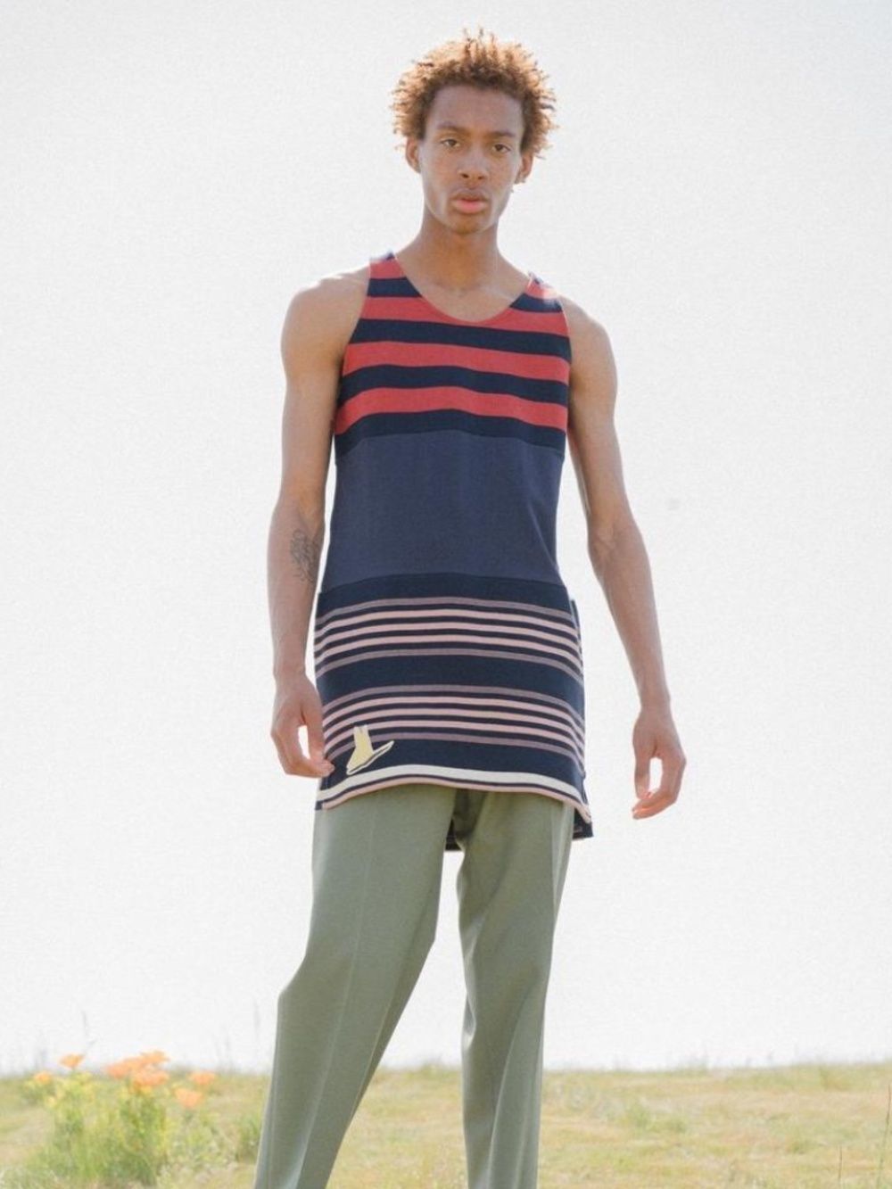 Marni Long Knit Striped Tank Sweater - size L